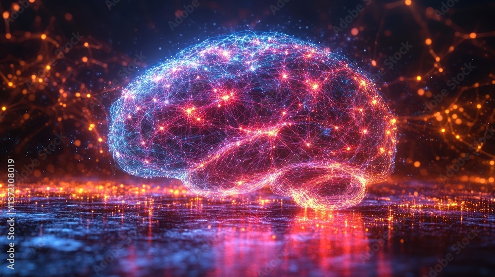 Poster illuminated brain: a network of neural connections