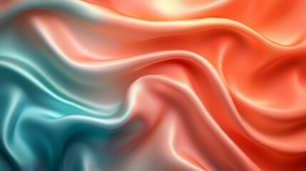Obraz premium A smooth, silky surface in shades of coral and teal, with a gradient transition and a polished finish,