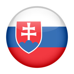 flag of Slovakia, button round glossy icon