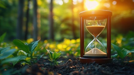 Hourglass Sunset Forest Time Passing Nature