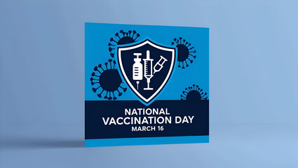 A striking visual featuring a syringe and vaccine bottle line icon, a protective shield, and virus silhouettes. Great for awareness posters, banners, and digital campaigns.