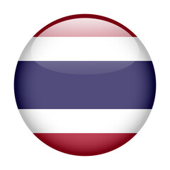 flag of Thailand, button round glossy icon
