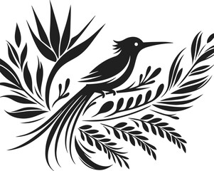 Fototapeta premium A Elegant black Minimalist drawing of flowers with leaves, flower silhouette vector illustration