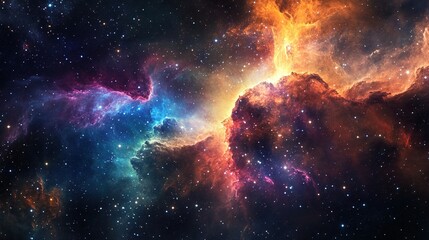 Obraz premium Vibrant nebula in deep space, cosmic clouds of gas and dust.