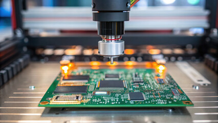 Innovative clean technology is showcased in this of precision machine inspecting circuit board for quality assurance