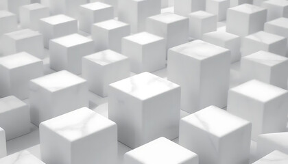 Abstract Arrangement of Clean White Cubes with Light and Shadow
