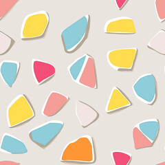 A Contemporary, Seamless Terrazzo Pattern with Pastel-Colored Stone Chips on a Light Gray Background with Professional Detail