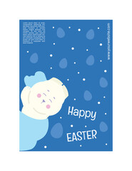 a happy easter poster set with cloud, sleeping rabbit, and night illustration