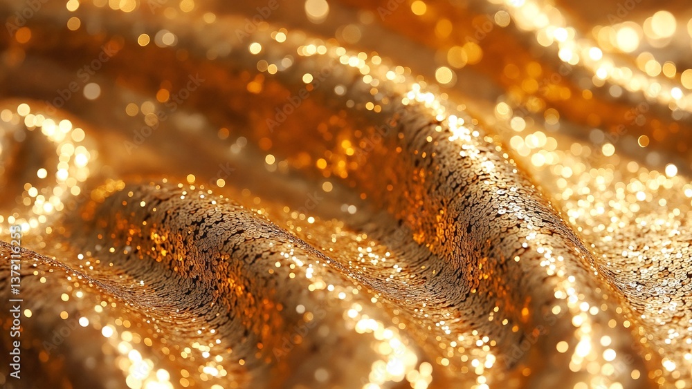 Poster Glimmering Gold and Silver Sequins Creating a Sparkling Abstract Background with Blurred Glints of Light for Artistic Design and Fashion Projects