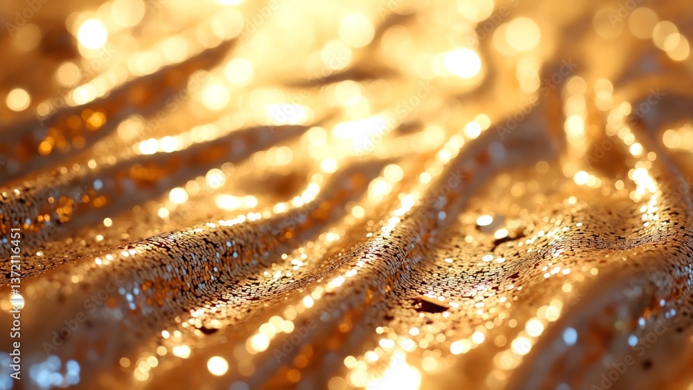 Poster Glimmering Gold and Silver Sequins Creating a Sparkling Abstract Background with Blurred Glints of Light for Artistic Design and Fashion Projects