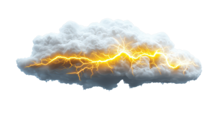 Cloud with lightning, isolated background