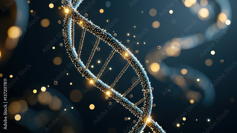 Aufkleber a visually stunning representation of a dna double helix with shimmering particles, symbolizing the 
