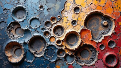 Intricate Abstract Structure with Organic Shapes and Detailed Patterns, Emphasizing Depth and Texture in Soft Colors and Intriguing Forms