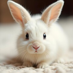 Obraz premium cute white rabbit on a white background