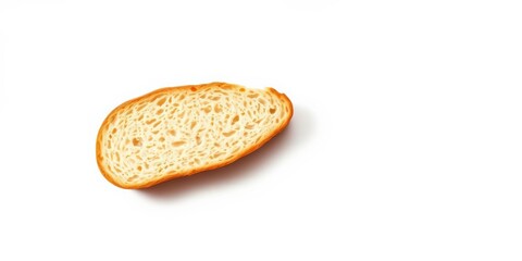 A halved, empty, miniature bread loaf; crisp, light shadow on white, loaf,  carbs