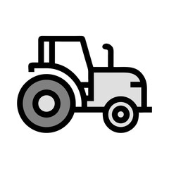 Obraz premium Black and gray tractor icon in minimal flat style