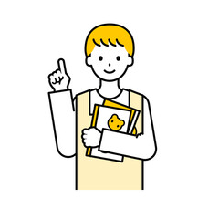 上半身のポーズ_シンプルな保育士の男性16