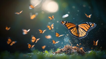 Monarch butterflies in flight (3)