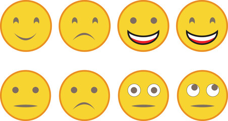 Set of smiley faces with different emotions