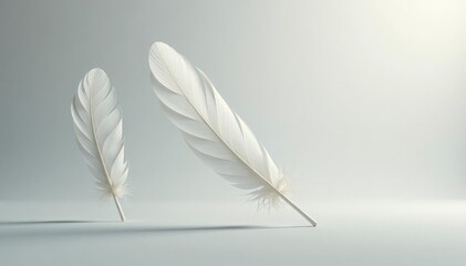Obraz premium Elegant white feathers on pristine background, minimalist, downy