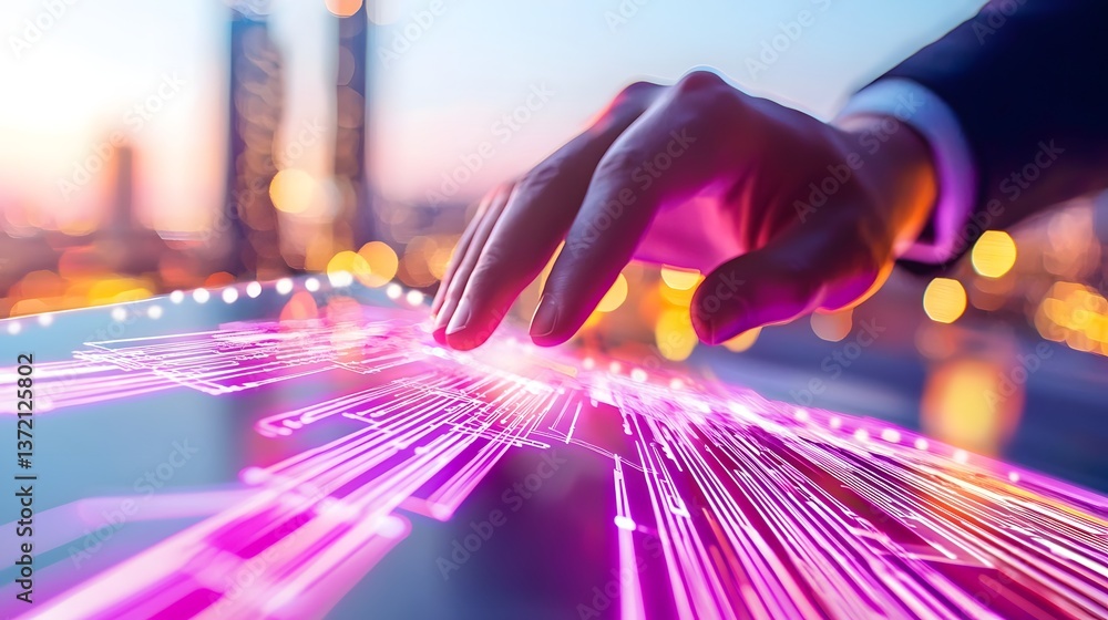 Poster ai cyber guard securing financial transactions in a futuristic cityscape digital interaction high-te