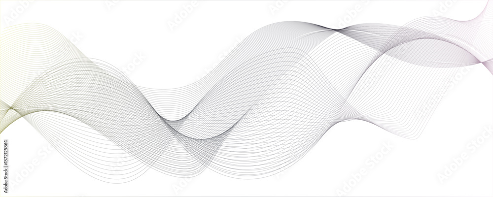 Poster abstract gray and white wave geometric technology, data science frequency gradient lines on transpar