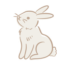 Hand Drawn Bunny. Whimsical Rabbit Line Art Sketch