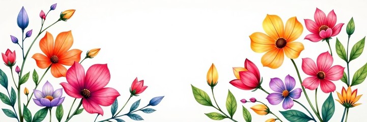 Naklejka premium Colorful flower and leaf bouquet in watercolor style, leaves, bouquet