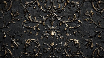 Obraz premium A detailed black ornate pattern with a textured, elegant design. illustration