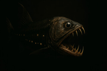 Sloane’s viperfish revealing luminous spots and sharp fangs