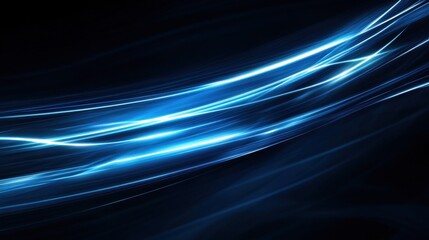 Blue lines of light streak across a dark background, creating a futuristic, abstract design illustration