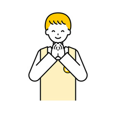 上半身のポーズ_シンプルな保育士の男性07