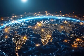 Financial Global connectivity, seamless currency exchange and cross border money transfers visualized through network, Global Financial connectivity
