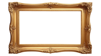 Ornate Gold Picture Frame, Square Composition, Isolated on Transparent Background, Vintage Design, Picture Frame, Gold Frame, Art Frame