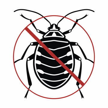 black bug crossed out on white clip art preview