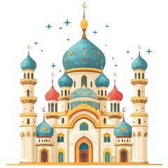 Fototapeta premium Fairytale Islamic Palace An Illustrated Architectural Masterpiece.