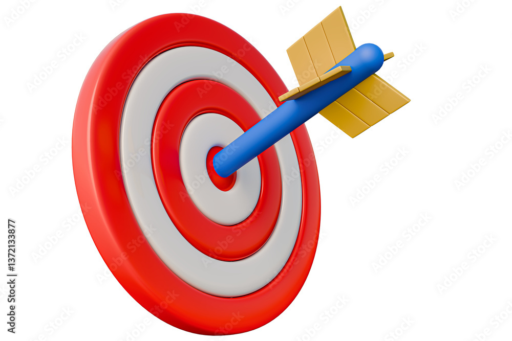 Poster target goal of every company and military in 3d form. 3d rendering and 3d illustration