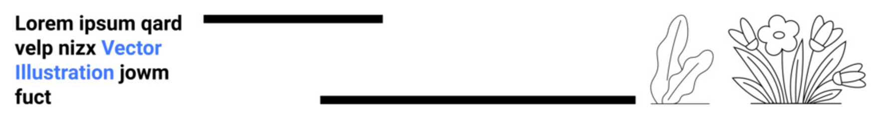 Simple outlined botanical elements beside editable text space for modern design. Ideal for branding, marketing, invitations, education, packaging, digital media, presentations, and a simple landing