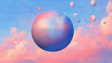 Dreamy Planet Floating Planet Blue Pink Planet Poster Black Hole Galaxy