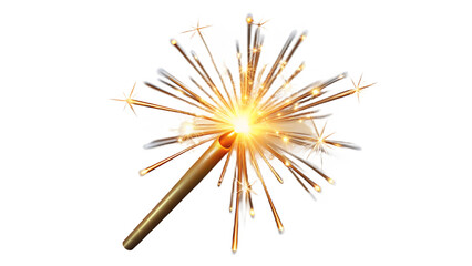 Fototapeta premium Burning sparkler firework stick isolated cut out on PNG. AI GENERATED.