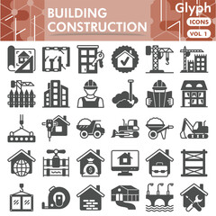 Building house symbols collection or sketches. construction theme icons in glyph style signs for web and app. Vector graphics isolated on white background.