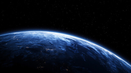 Fototapeta premium Blue Planet Night Cosmos Blue Half Sky Background Starry Sky Wallpaper