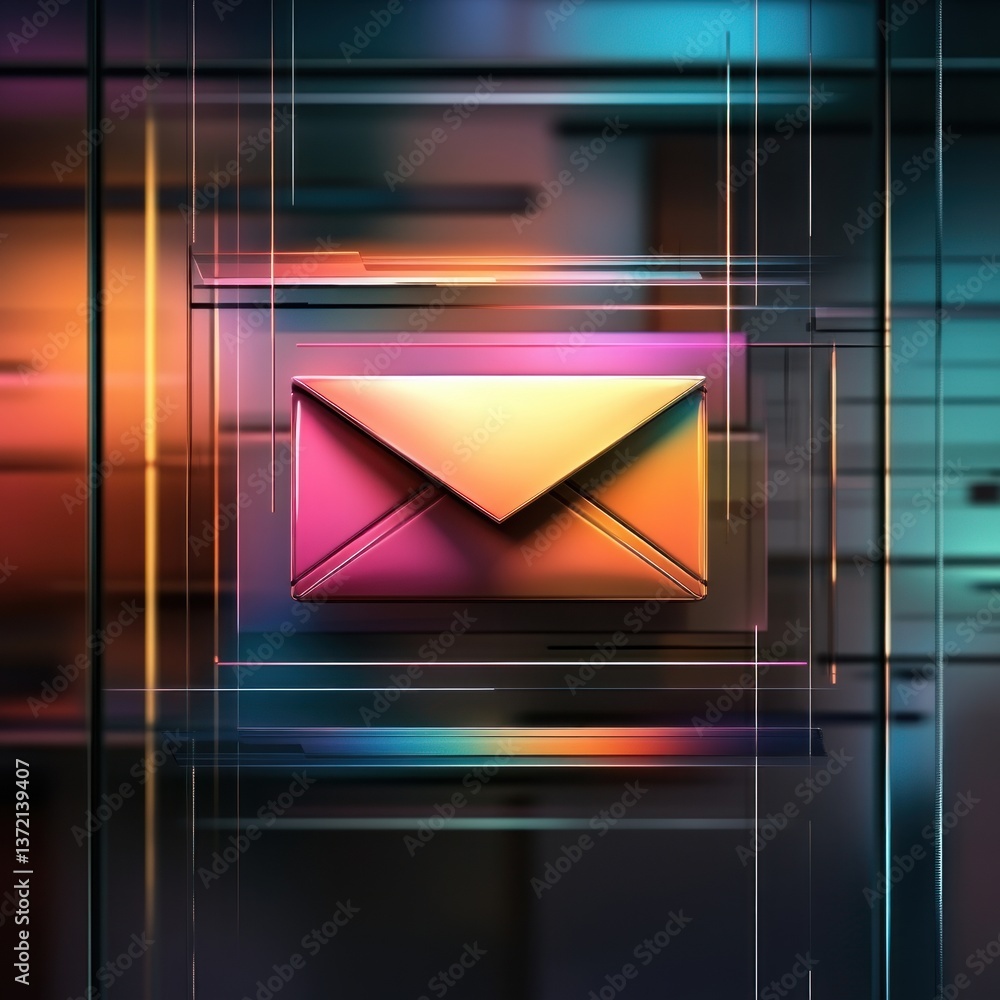 Aufkleber a vibrant metallic email icon rests within a sleek abstract digital frame showcasing modern communic