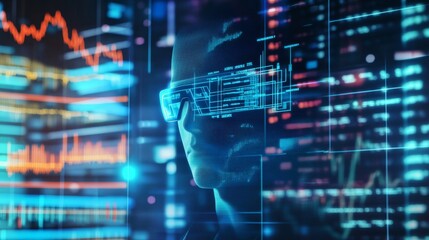 A futuristic AI powered financial analytics suite, algorithmic trading bots monitoring stock fluctuations, sleek high-tech financial hub