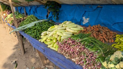 Fototapeta premium A local fruit and vegetable market stall on the South Coast of Sri Lanka with fresh produce