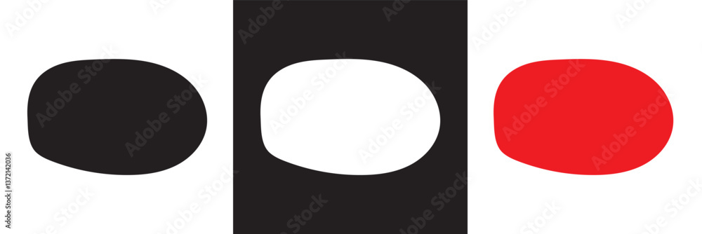 Poster abstract organic rectangle shapes. uneven frame boxes. blob set. black, white and red fluid banner s