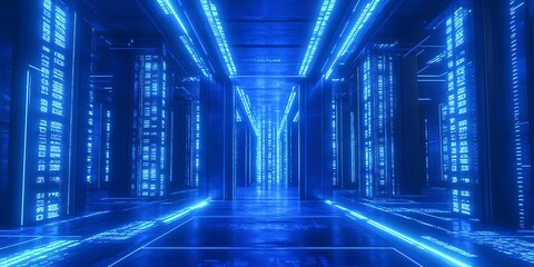 Digital Matrix of Glowing Blue Binary Code for Futuristic Tech Designs, Cyber Aesthetics, or AI Concepts