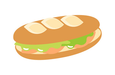 シンプルなバゲットサンドのイラスト
