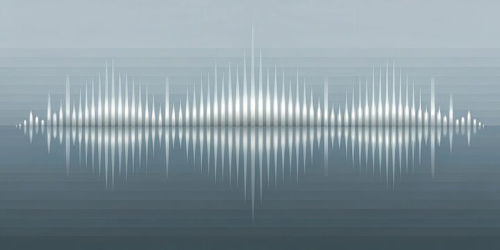 A minimalist lofi playlist cover with a soothing gray background and a subtle gradient effect, featuring a stylized waveform pattern in soft blue hues , calm atmosphere, minimalist art