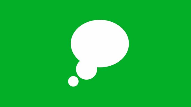 4k Animated white bubble speech on green screen background. floating white cloud green screen, Thought bubble animation on chroma key. speech balloon icon, bubble speech icon. 